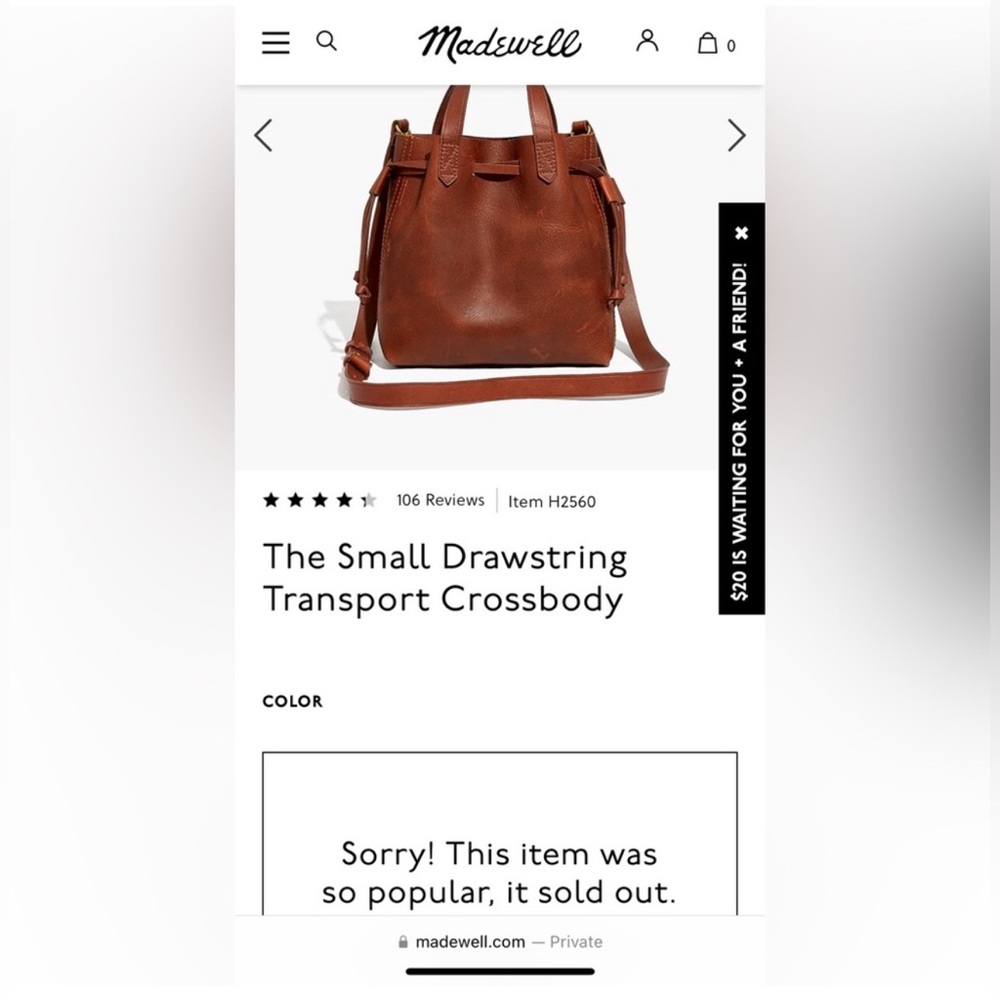 Madewell The Small Drawstring Transport Crossbody Leather Bag - Picture 15 of 16